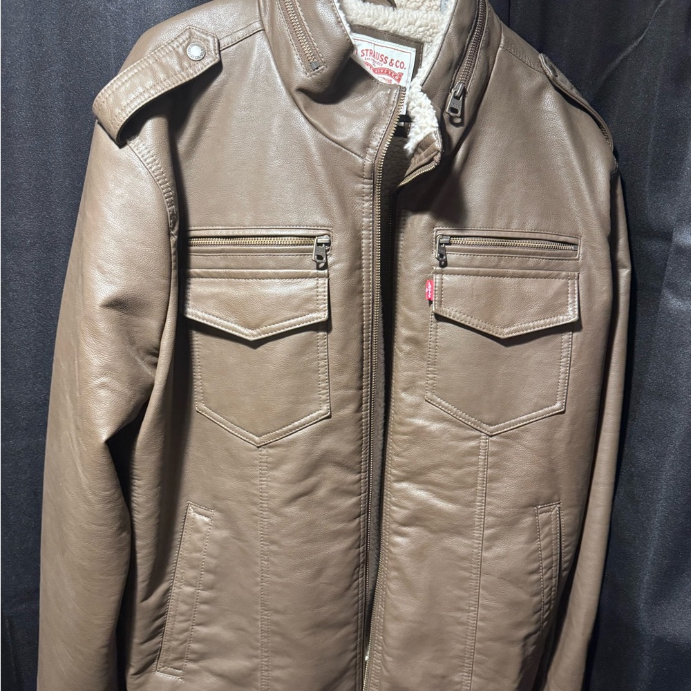Levi's Olive Leather Military Jacket